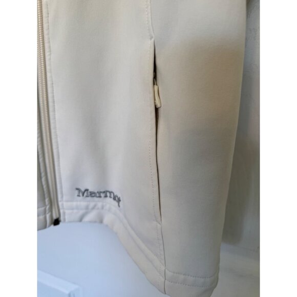 Marmot Fur Lined Hooded Softshell Full Zip Vest Fleece Interior Ivory Cream S ve - Picture 11 of 16